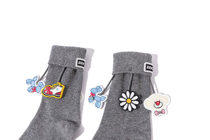 13DE MARZO Fringe Charm Mid-Calf Socks Grey