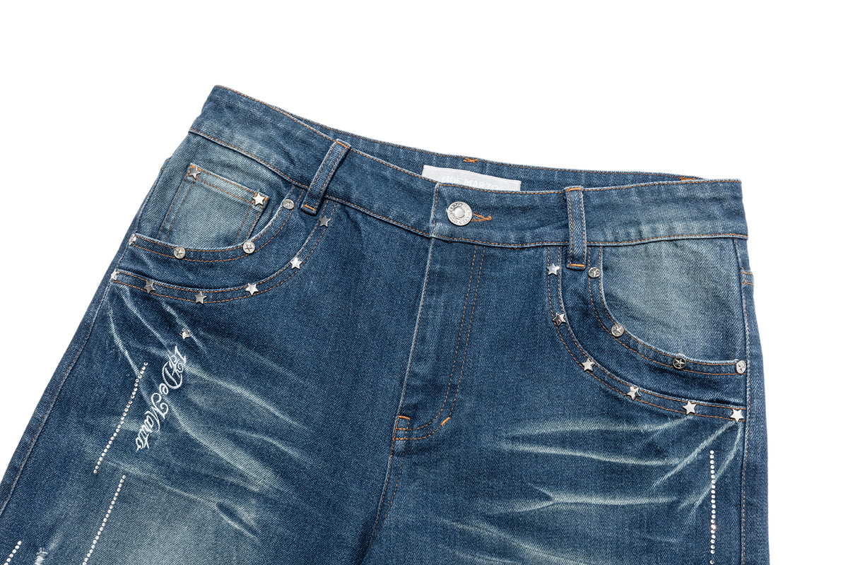 13DE MARZO Luminous Bear Straight Leg Jeans Navy Blue