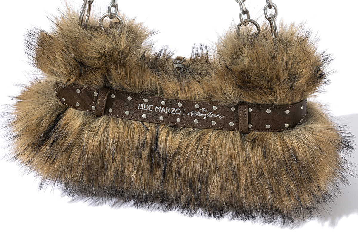 13DE MARZO Rolling Stones Furry Underarm Bag Brown