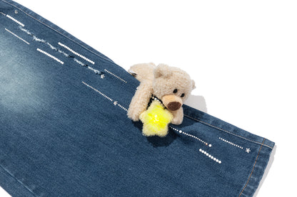 13DE MARZO Luminous Bear Straight Leg Jeans Navy Blue