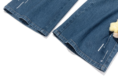 13DE MARZO Luminous Bear Straight Leg Jeans Navy Blue