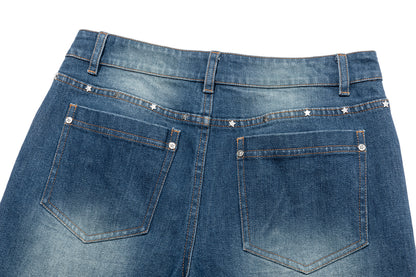 13DE MARZO Luminous Bear Straight Leg Jeans Navy Blue