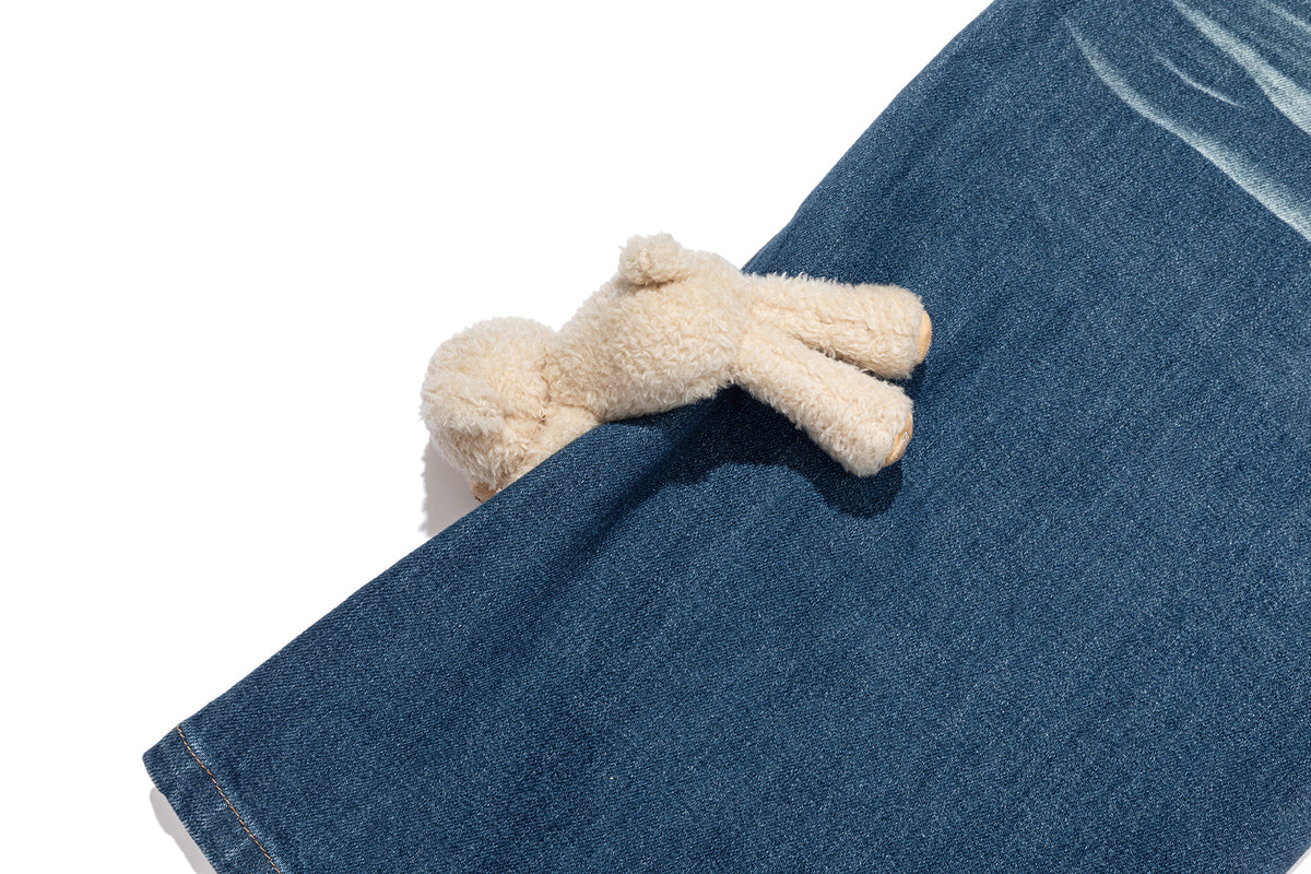 13DE MARZO Luminous Bear Straight Leg Jeans Navy Blue