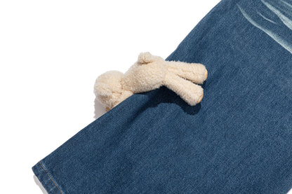 13DE MARZO Luminous Bear Straight Leg Jeans Navy Blue