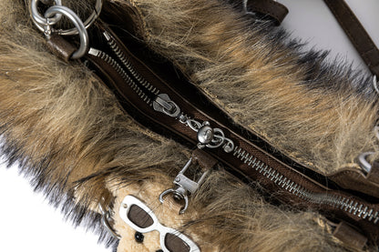 13DE MARZO Rolling Stones Furry Underarm Bag Brown