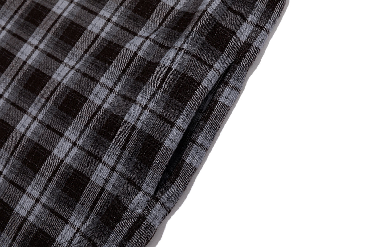 13DE MARZO Luminous Bear Long Sleeve Plaid Shirt Blue