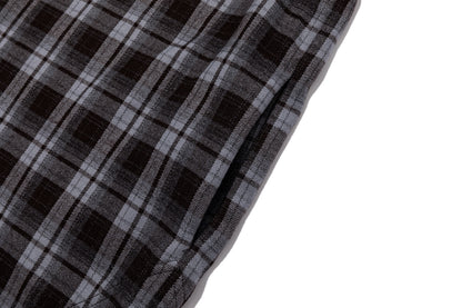13DE MARZO Luminous Bear Long Sleeve Plaid Shirt Blue