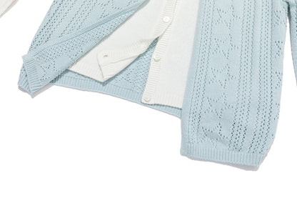 13DE MARZO Luminous Bear Layered Knit Cardigan Blue