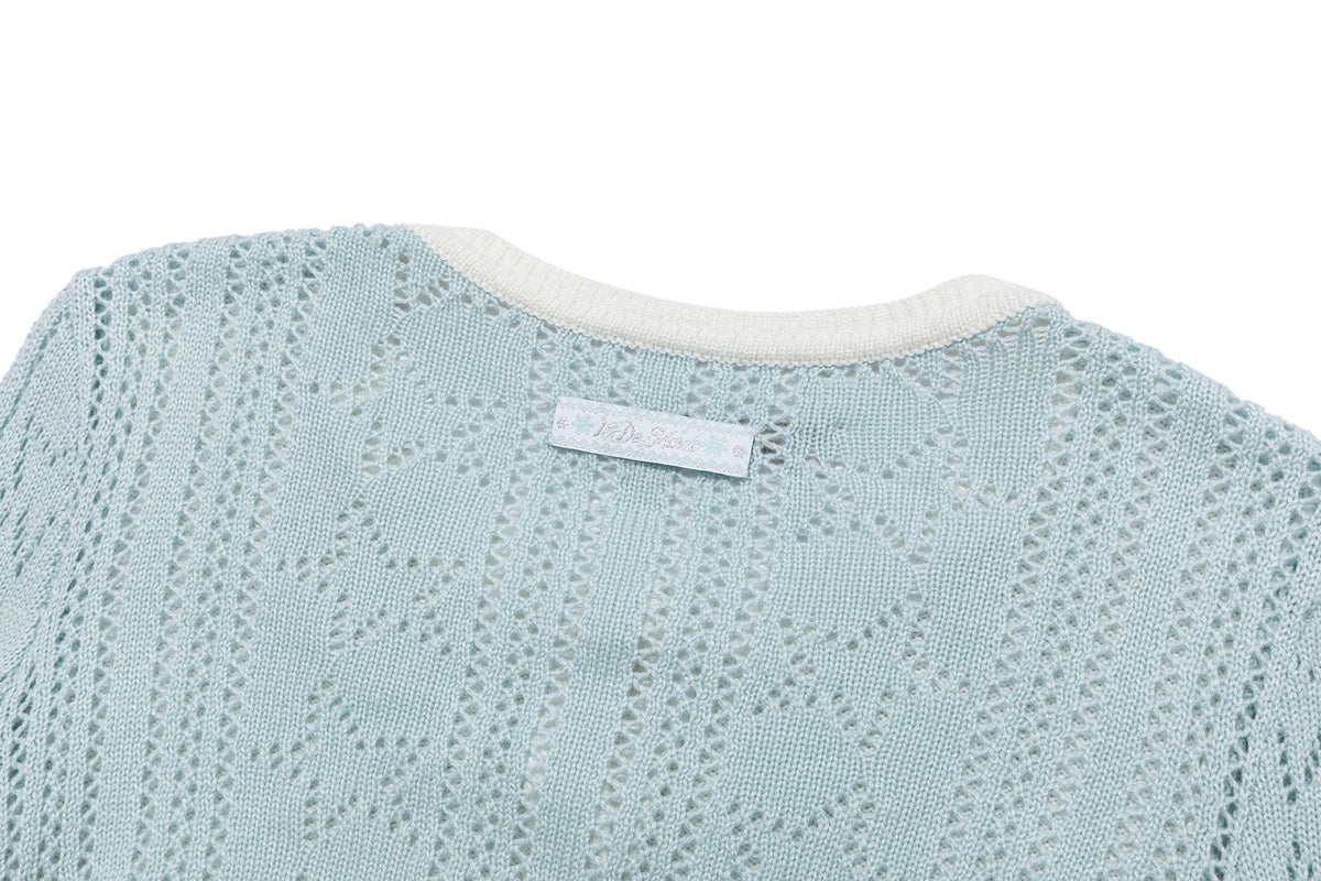 13DE MARZO Luminous Bear Layered Knit Cardigan Blue