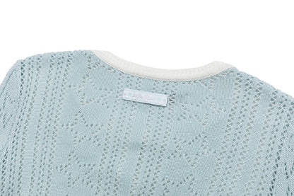 13DE MARZO Luminous Bear Layered Knit Cardigan Blue