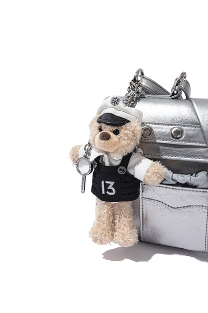 13DE MARZO Sheriff Bear Baguette Bag Silver