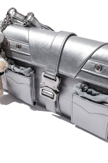 13DE MARZO Sheriff Bear Baguette Bag Silver