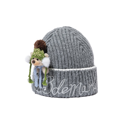 13DE MARZO Snow Bear Knit Beanie Grey - 13DE MARZO