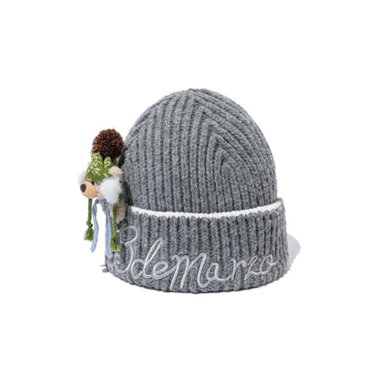13DE MARZO Snow Bear Knit Beanie Grey - 13DE MARZO