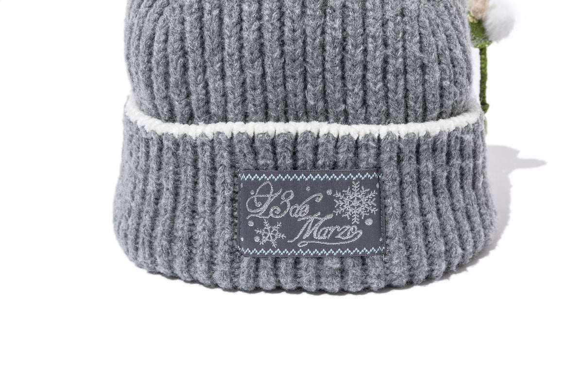 13DE MARZO Snow Bear Knit Beanie Grey - 13DE MARZO