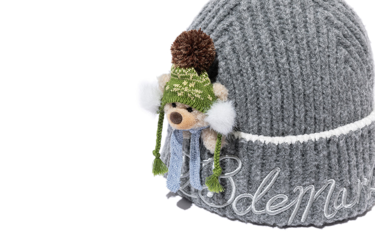 13DE MARZO Snow Bear Knit Beanie Grey - 13DE MARZO