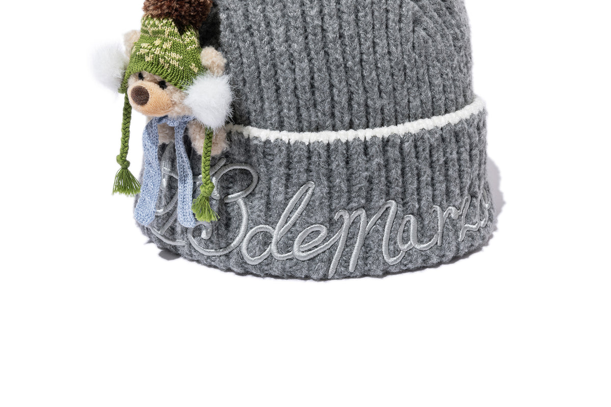 13DE MARZO Snow Bear Knit Beanie Grey - 13DE MARZO