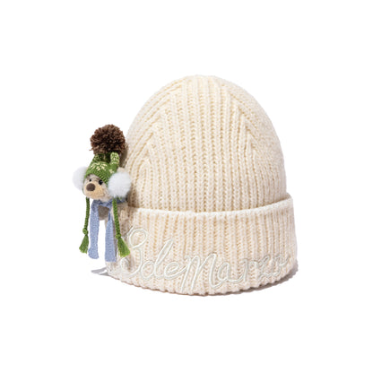 13DE MARZO Snow Bear Knit Beanie Beige - 13DE MARZO