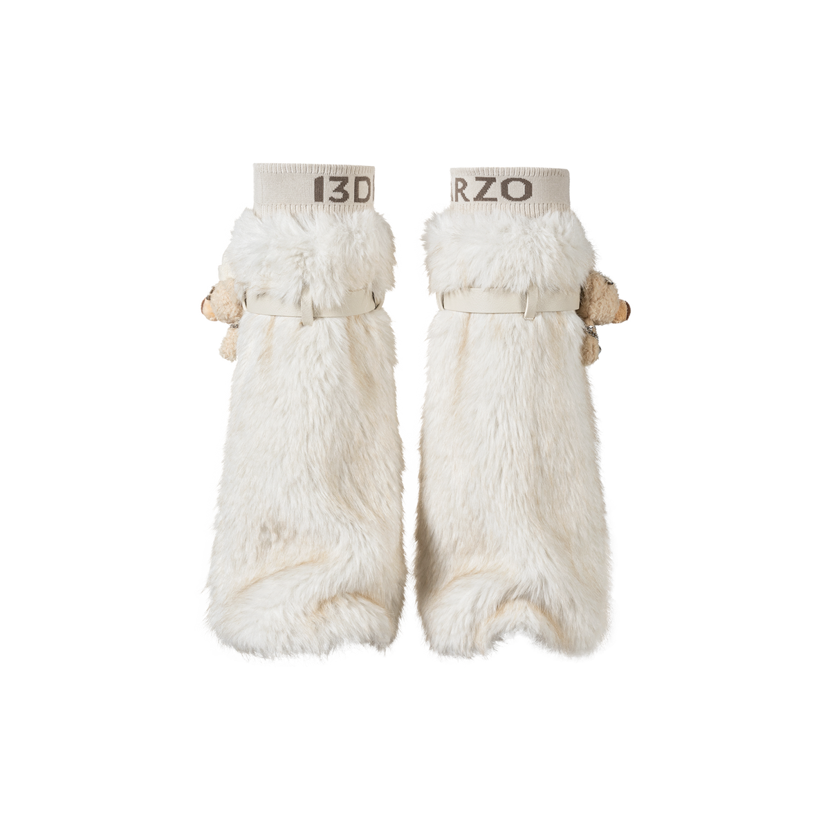 13DE MARZO Rolling Stones Faux Fur Leg Warmer Beige