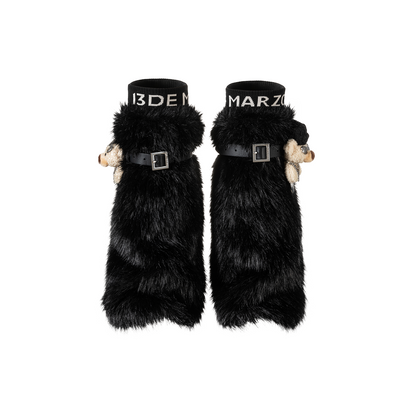 13DE MARZO Rolling Stones Faux Fur Leg Warmer Black