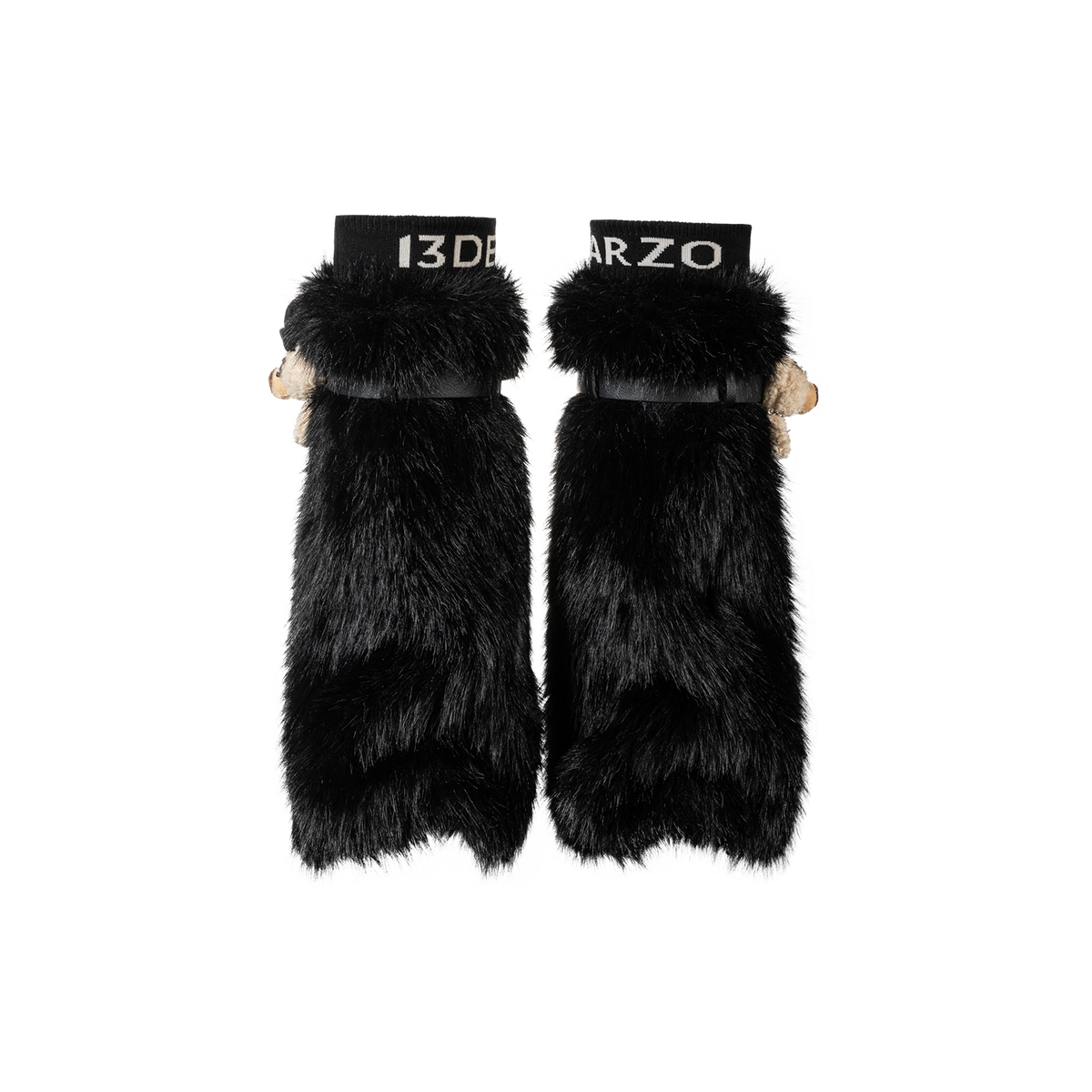 13DE MARZO Rolling Stones Faux Fur Leg Warmer Black