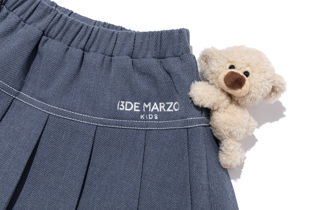 13DE MARZO BabyBear Suit Pleated Skirt Navy Blue
