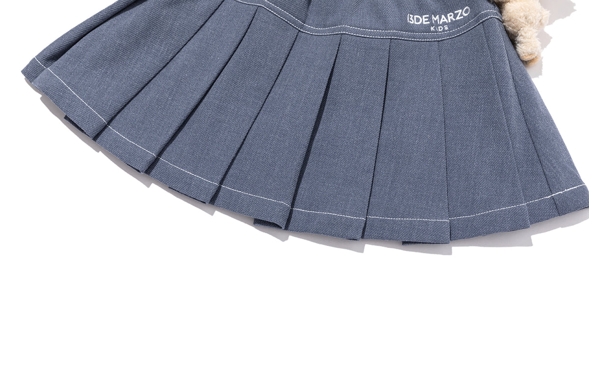 13DE MARZO BabyBear Suit Pleated Skirt Navy Blue