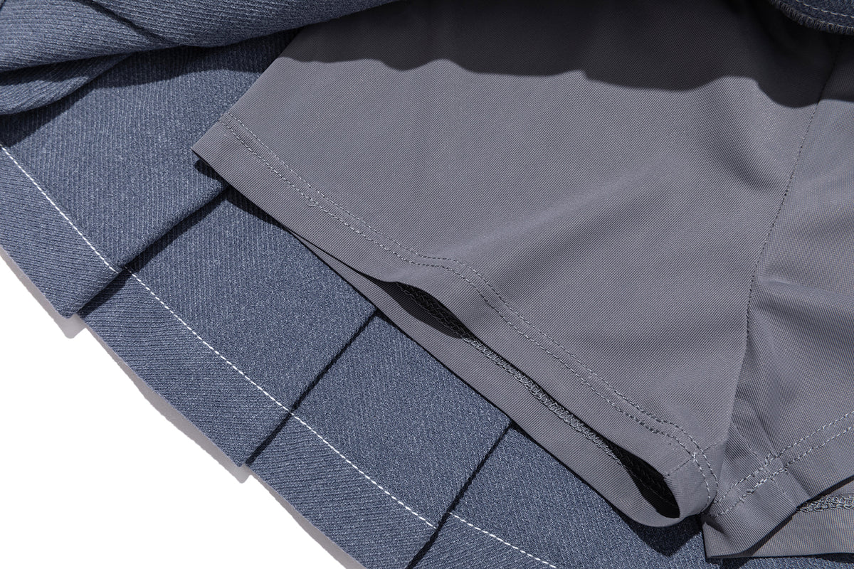 13DE MARZO BabyBear Suit Pleated Skirt Navy Blue