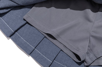 13DE MARZO BabyBear Suit Pleated Skirt Navy Blue