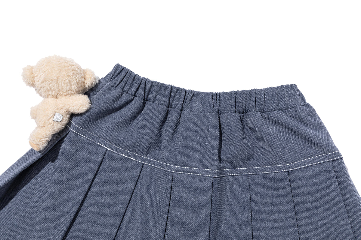 13DE MARZO BabyBear Suit Pleated Skirt Navy Blue