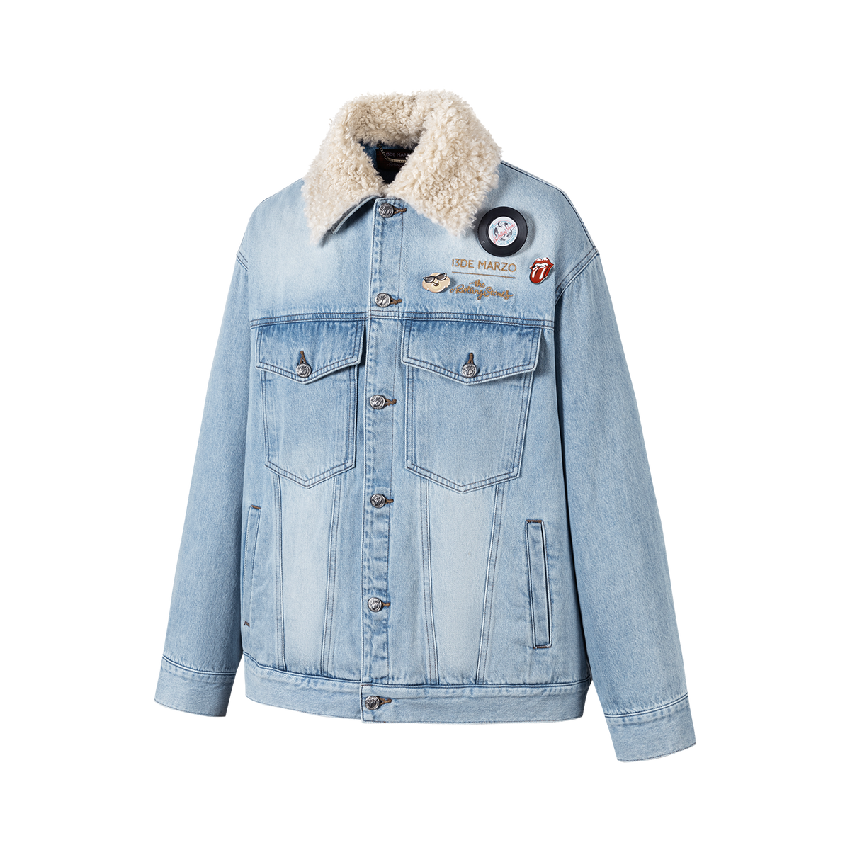 13DE MARZO Rolling Stones Tongue Denim Jacket