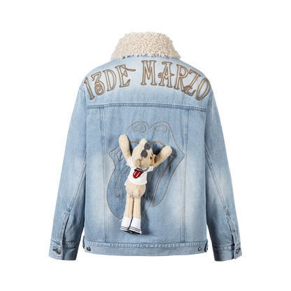 13DE MARZO Rolling Stones Tongue Denim Jacket
