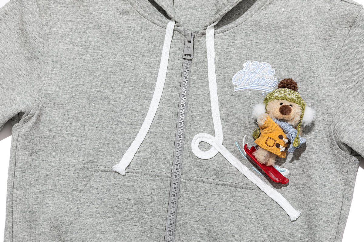 13DE MARZO Snow BabyBear Hooded Cardigan Grey