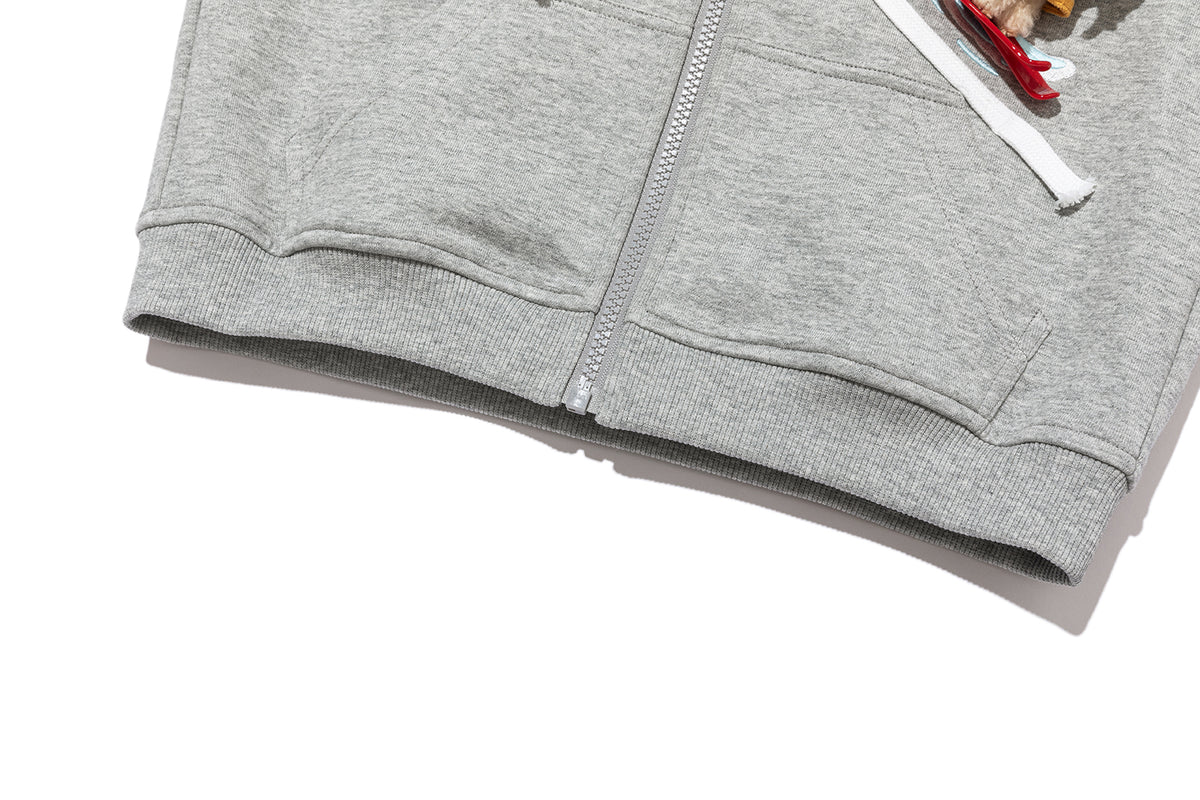 13DE MARZO Snow BabyBear Hooded Cardigan Grey