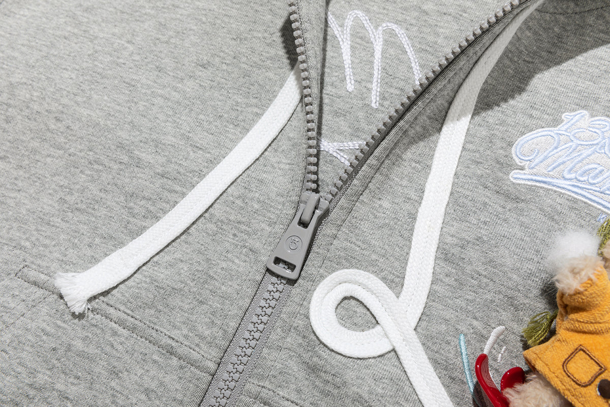 13DE MARZO Snow BabyBear Hooded Cardigan Grey