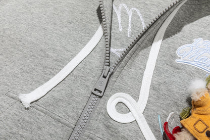13DE MARZO Snow BabyBear Hooded Cardigan Grey