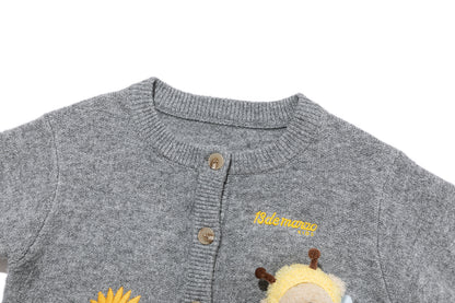 13DE MARZO BabyBear Sunflower Cardigan Grey