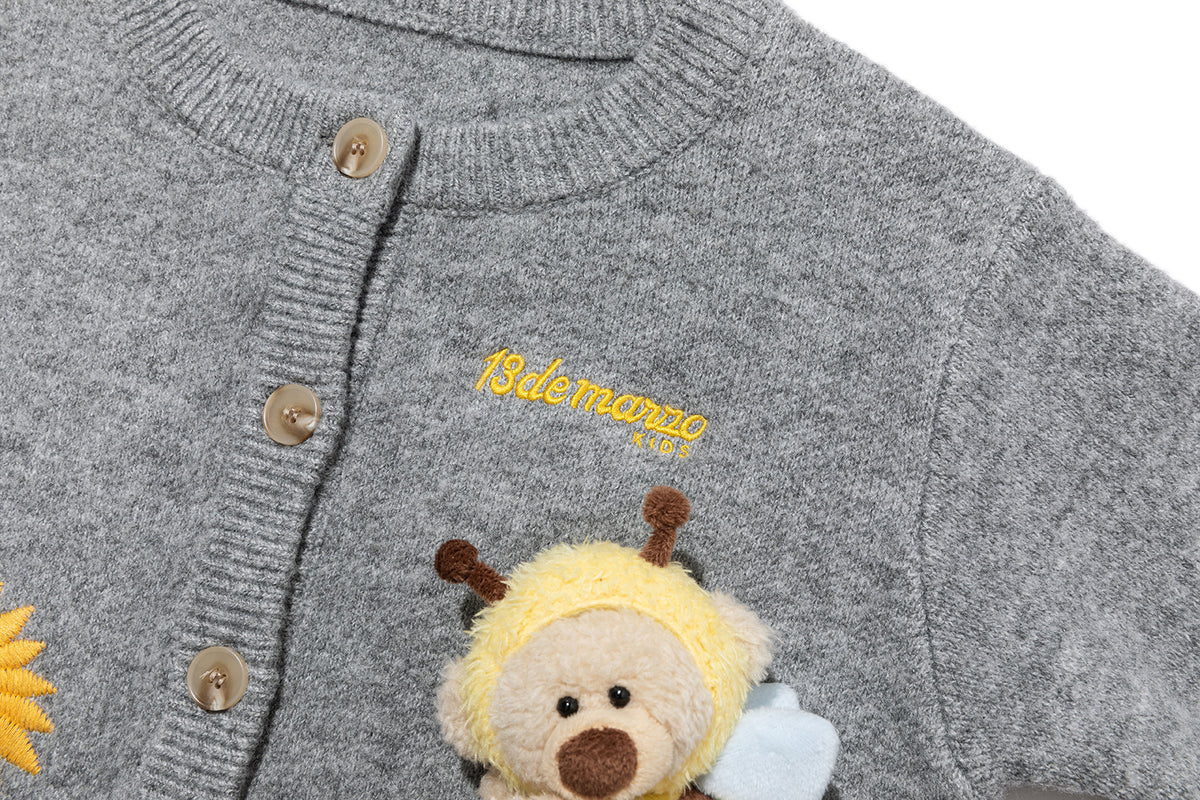 13DE MARZO BabyBear Sunflower Cardigan Grey