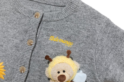 13DE MARZO BabyBear Sunflower Cardigan Grey