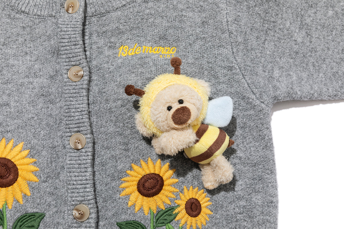 13DE MARZO BabyBear Sunflower Cardigan Grey