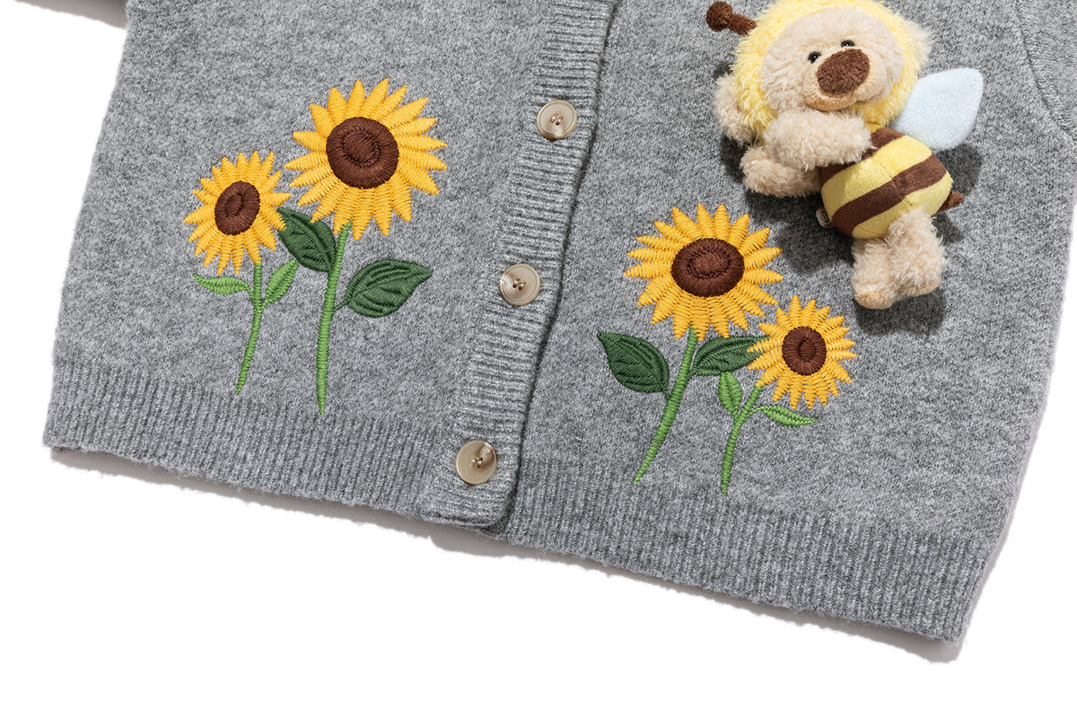 13DE MARZO BabyBear Sunflower Cardigan Grey