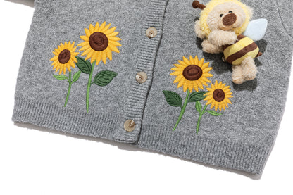 13DE MARZO BabyBear Sunflower Cardigan Grey