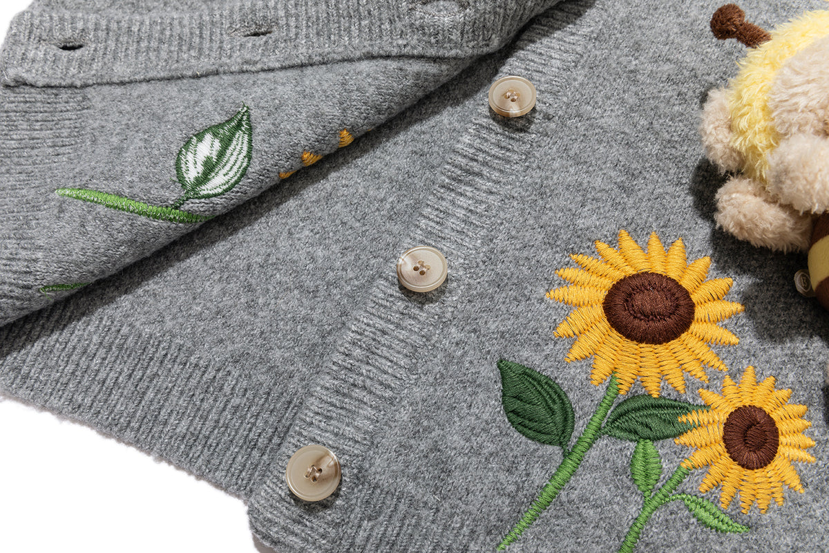 13DE MARZO BabyBear Sunflower Cardigan Grey
