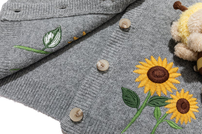 13DE MARZO BabyBear Sunflower Cardigan Grey