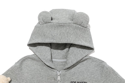 13DE MARZO BabyBear Waffle Zip Sweatshirt Jacket Grey