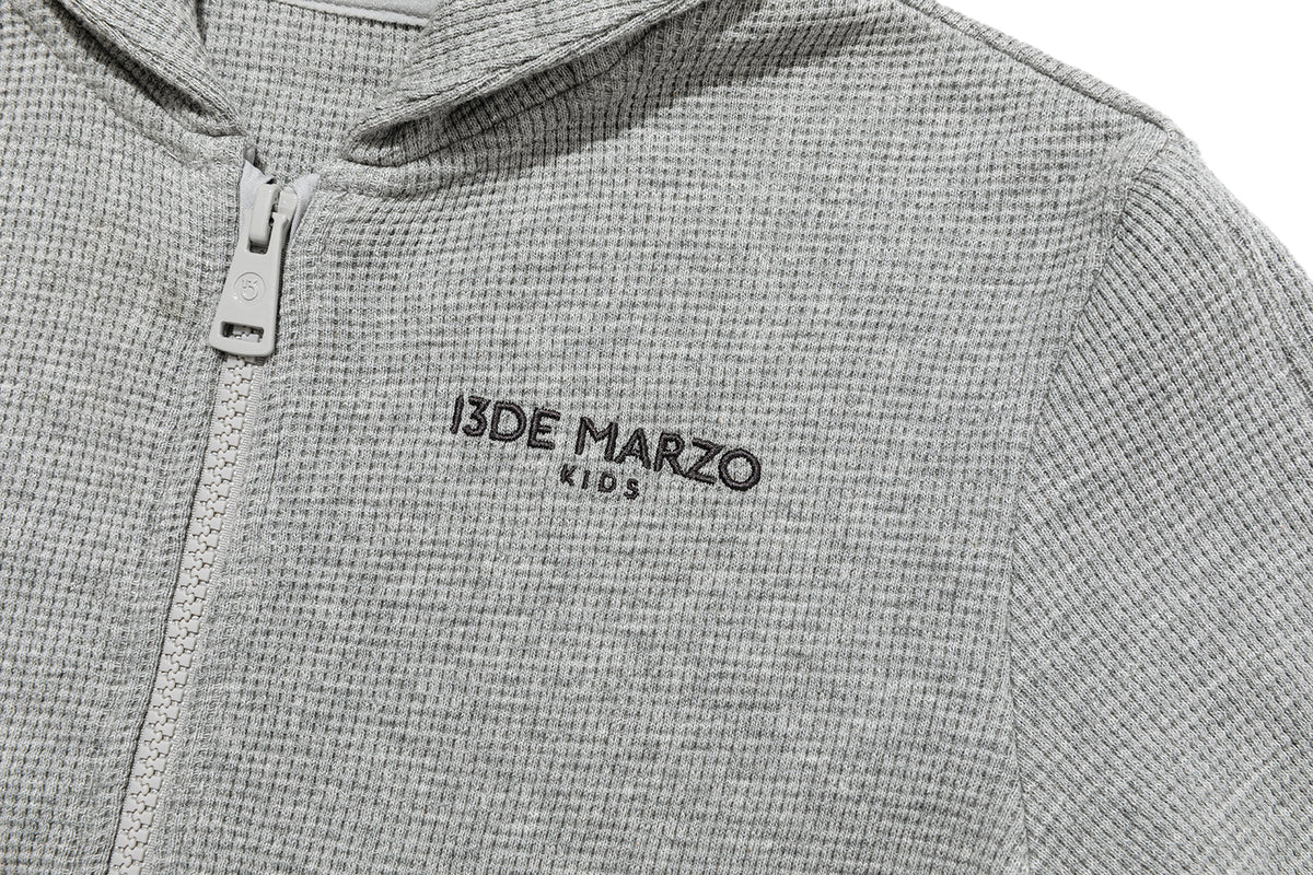 13DE MARZO BabyBear Waffle Zip Sweatshirt Jacket Grey