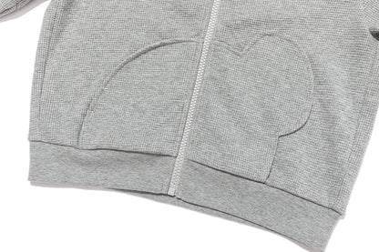 13DE MARZO BabyBear Waffle Zip Sweatshirt Jacket Grey