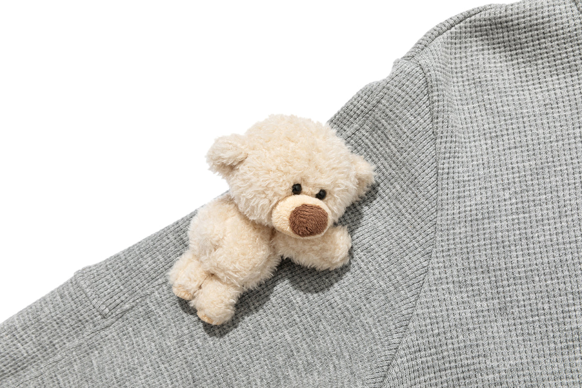 13DE MARZO BabyBear Waffle Zip Sweatshirt Jacket Grey