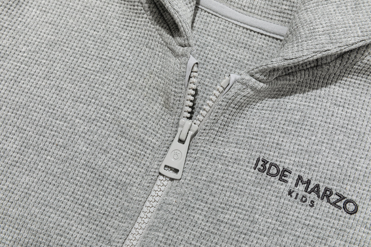 13DE MARZO BabyBear Waffle Zip Sweatshirt Jacket Grey