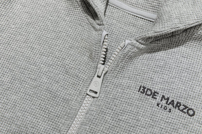 13DE MARZO BabyBear Waffle Zip Sweatshirt Jacket Grey